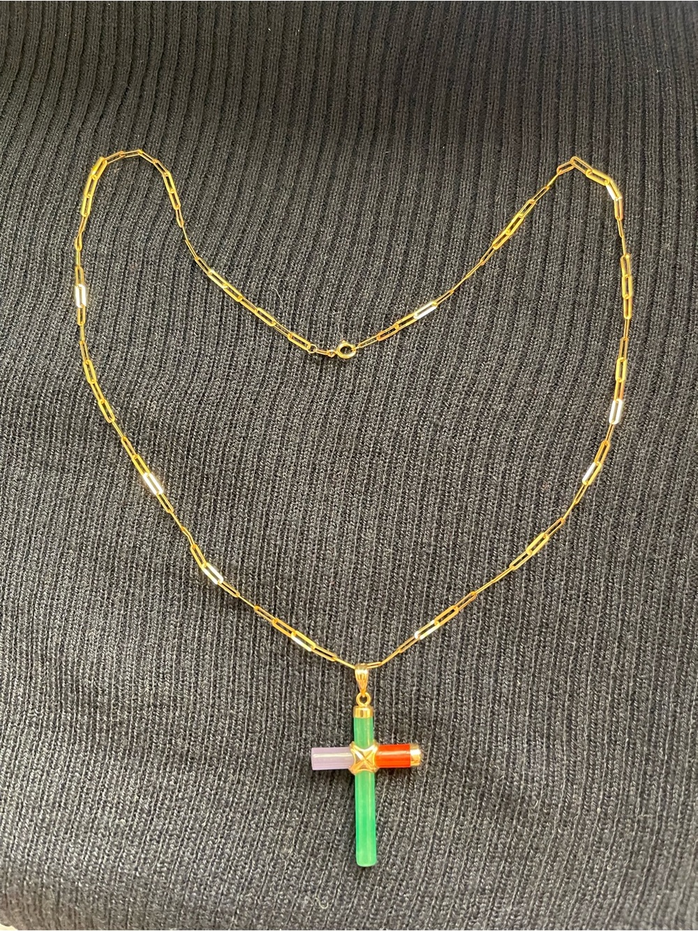 14k solid gold Jade necklace